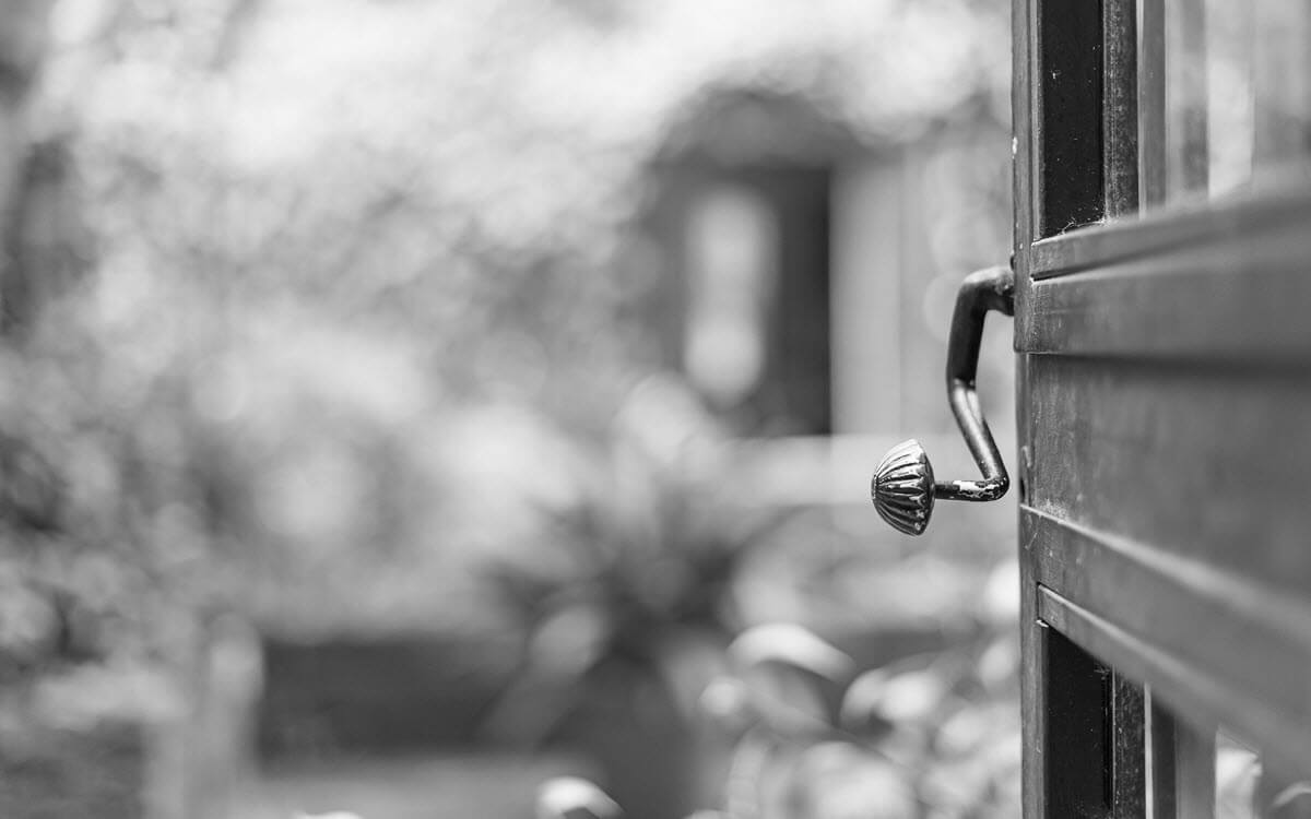 Open Vintage Door with Blurred Interior