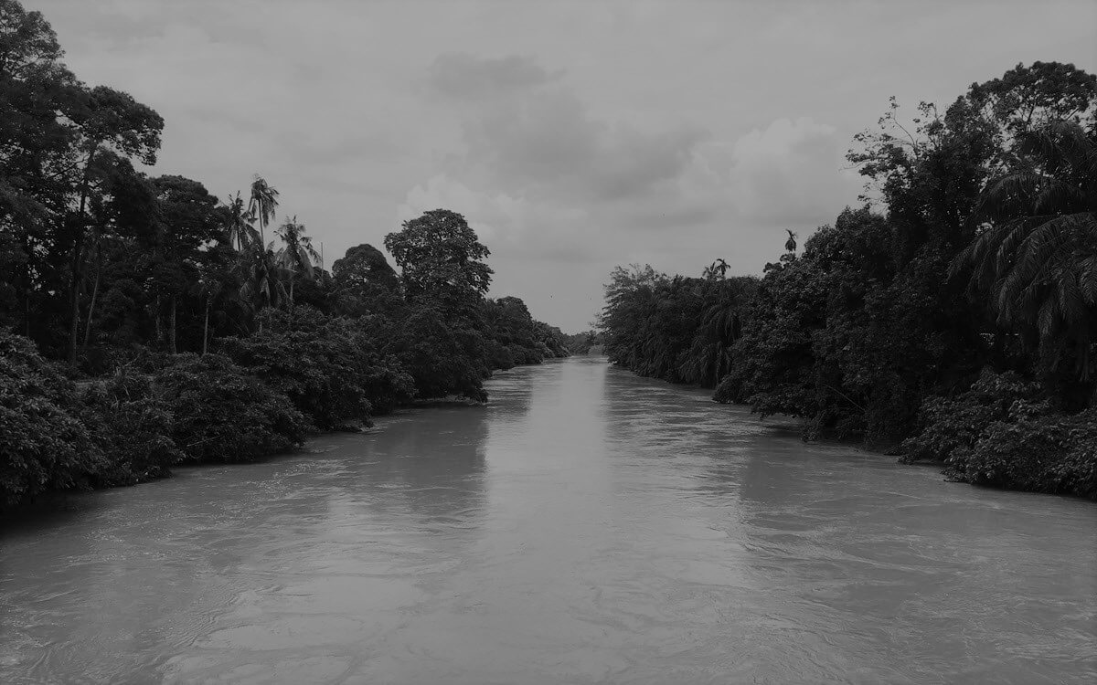Peaceful river scene with black & white tones with a goodwill nature