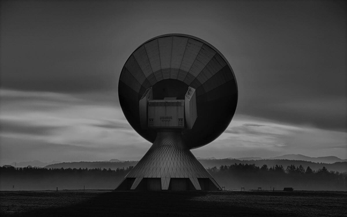 Communication satellite in Black and White