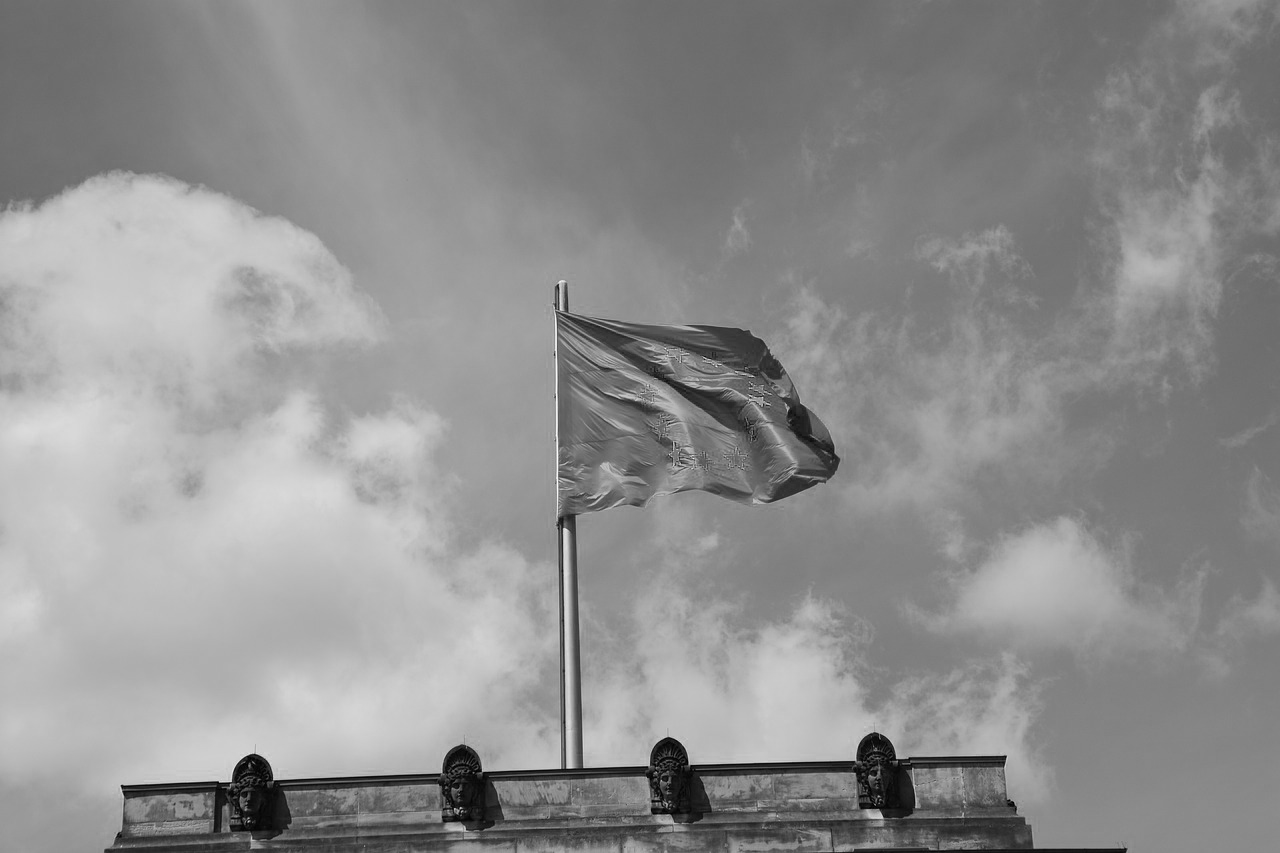 A waving EU Flag with Cloudy Background