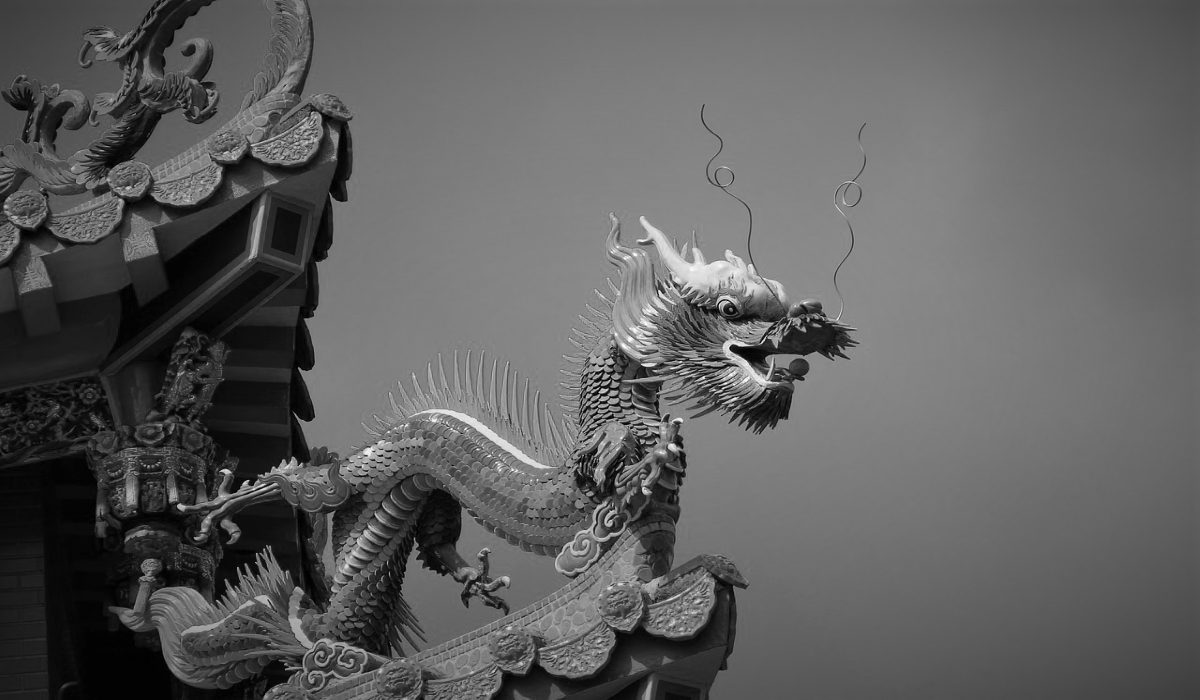 Dragon roof statue symbolizing power and authority, amidst sanctions.