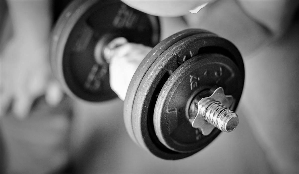 Person lifting an exercise weight to get in shape