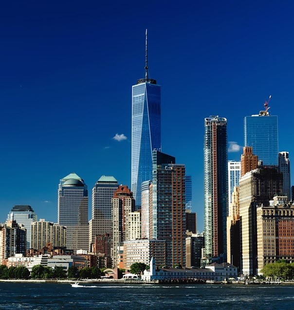 Lower Manhattan skyline featuring One World Trade Center