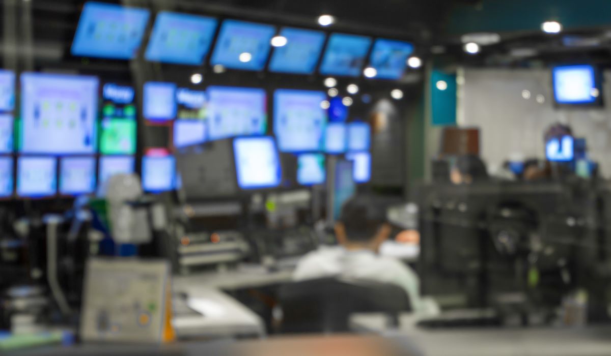 A blurry view into a cable news room