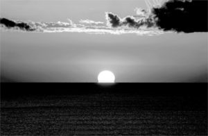 Sunset on the ocean horizon
