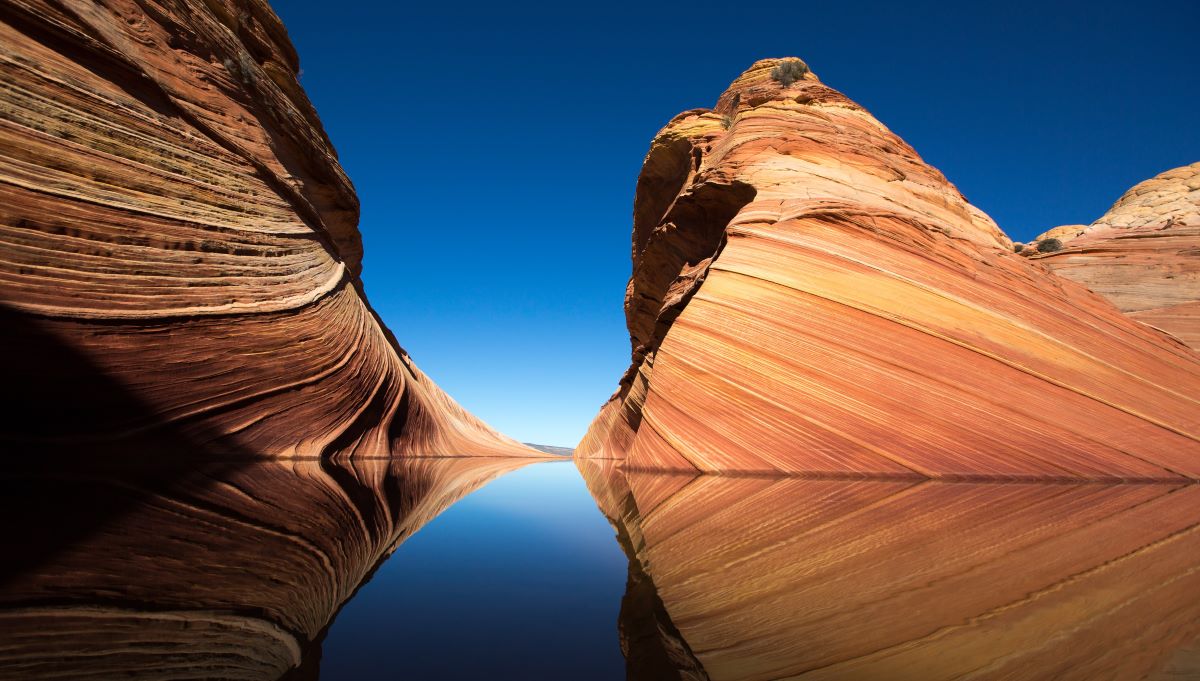 Cliffs reflection in water