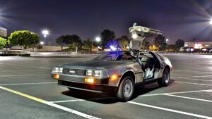 DeLorean time traveling car