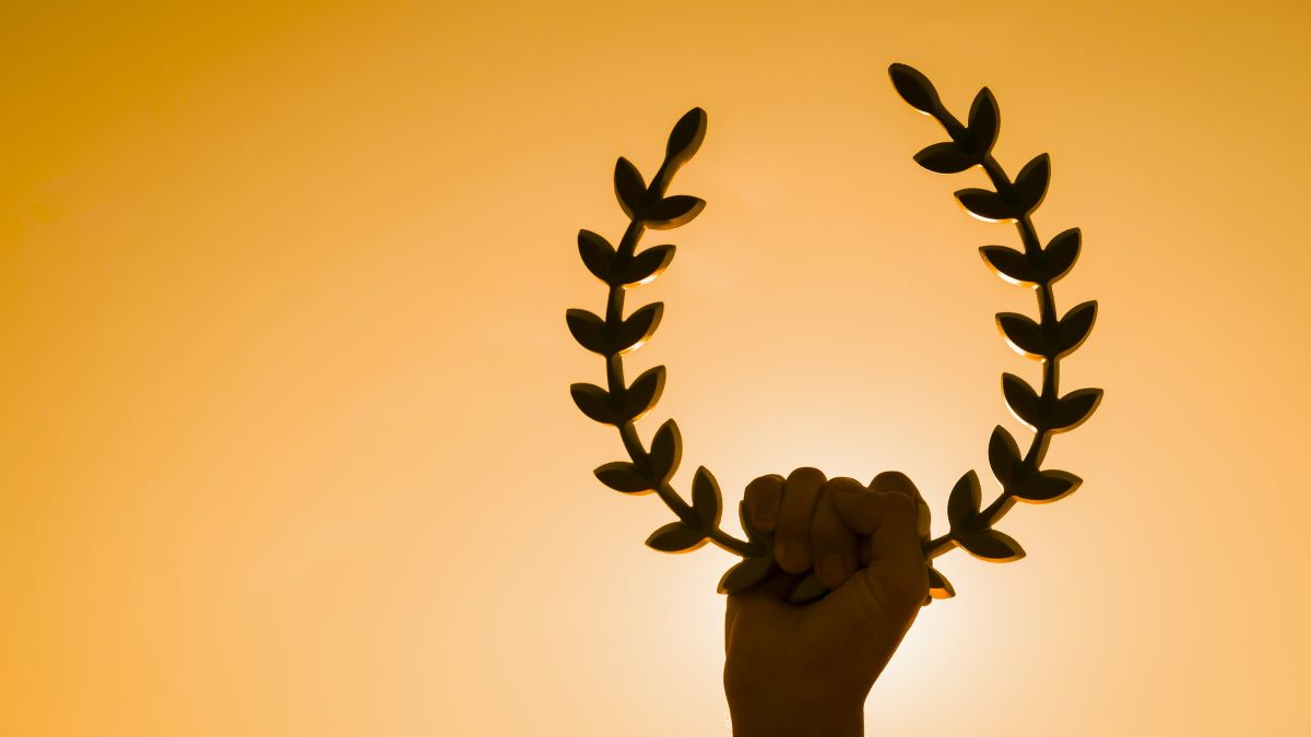 Victory wreath at golden hour