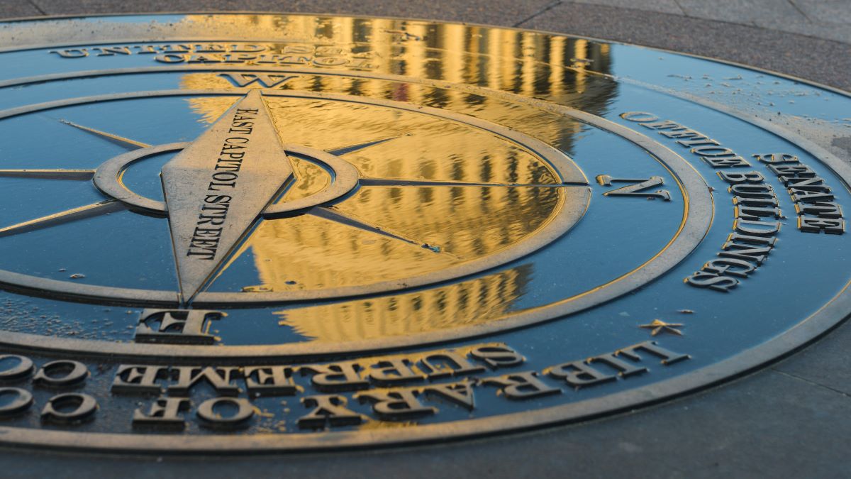 Puddle reflection of U.S. Capitol