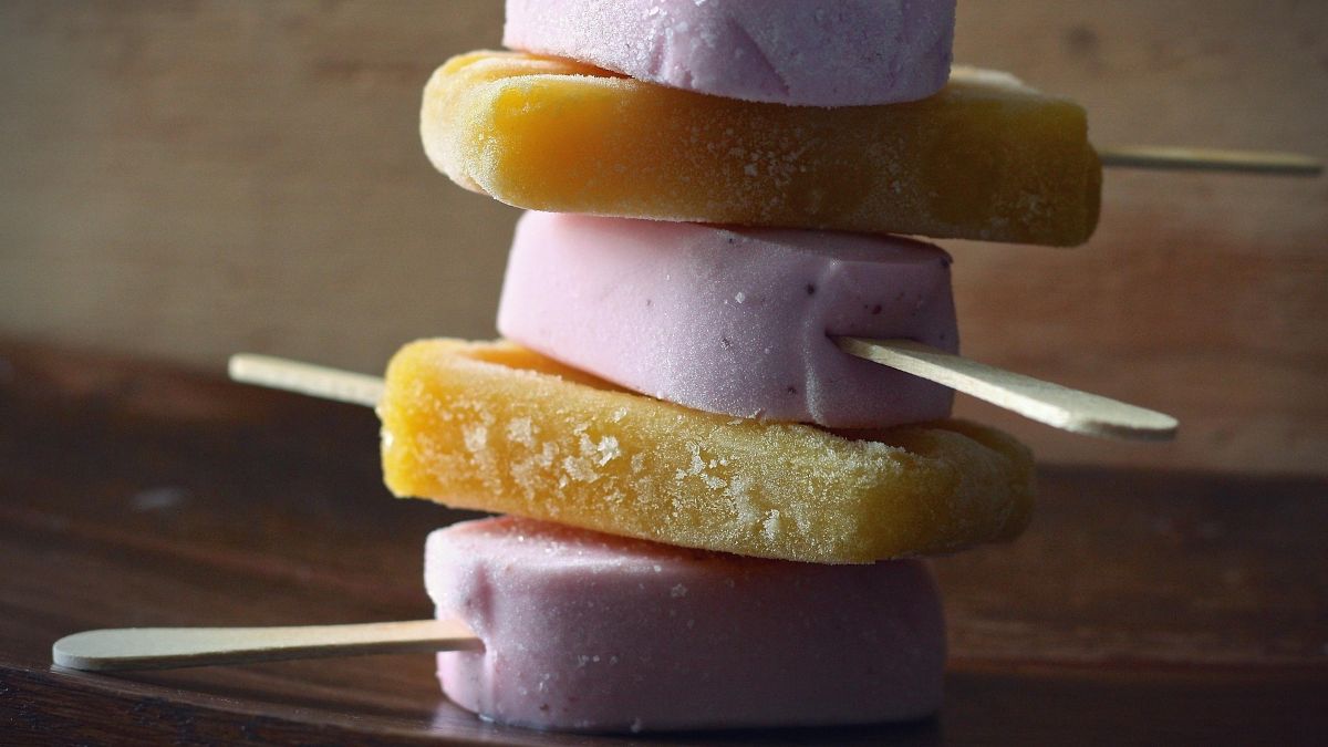 Stack of frozen popsicles