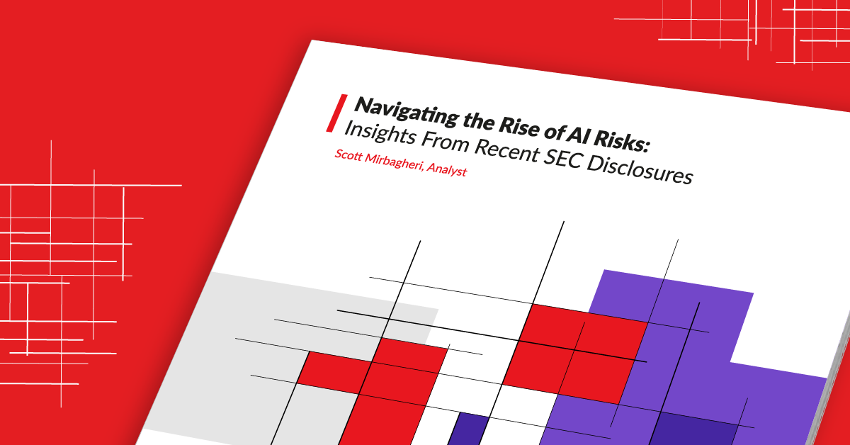 graphic of Navigating the Rise of AI Risks report cover page