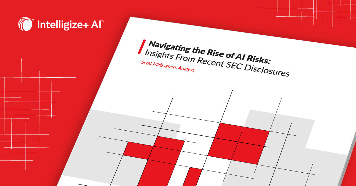 graphic with report title: Navigating the Rise of AI Risks: Insights from Recent SEC Disclosures