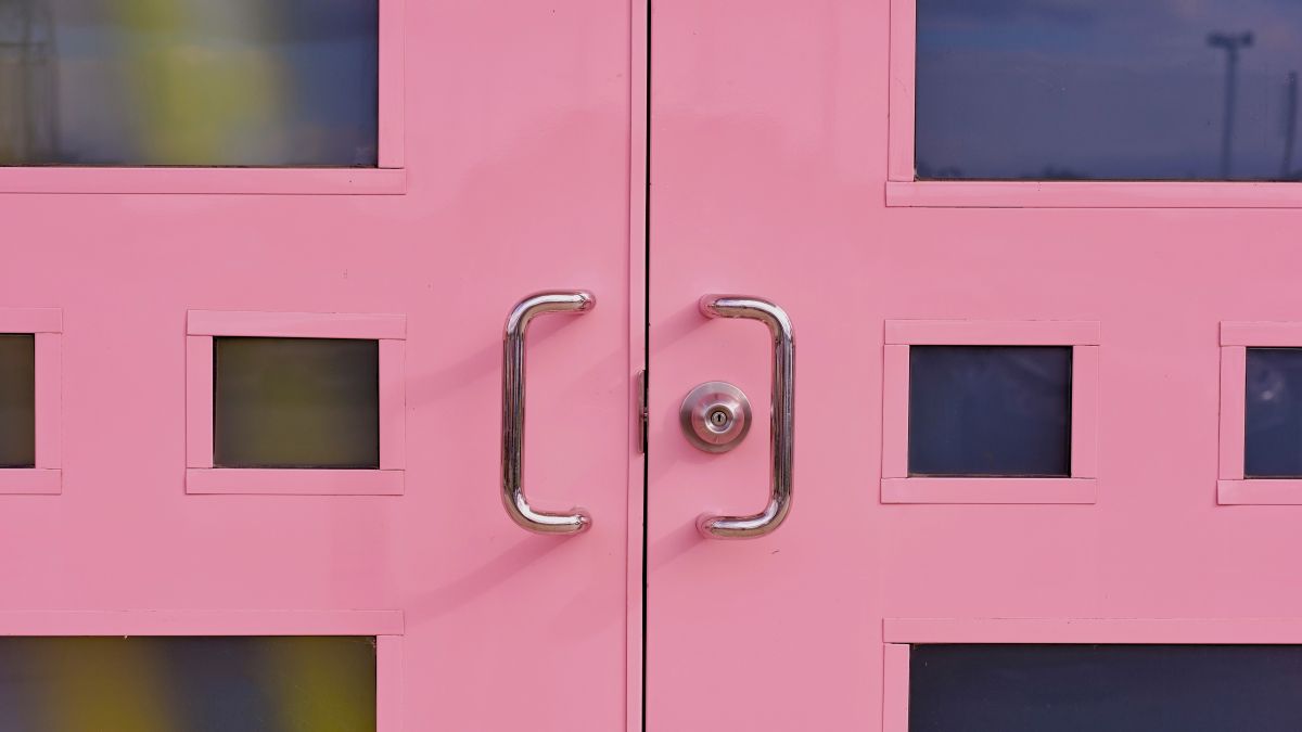pink office doorway