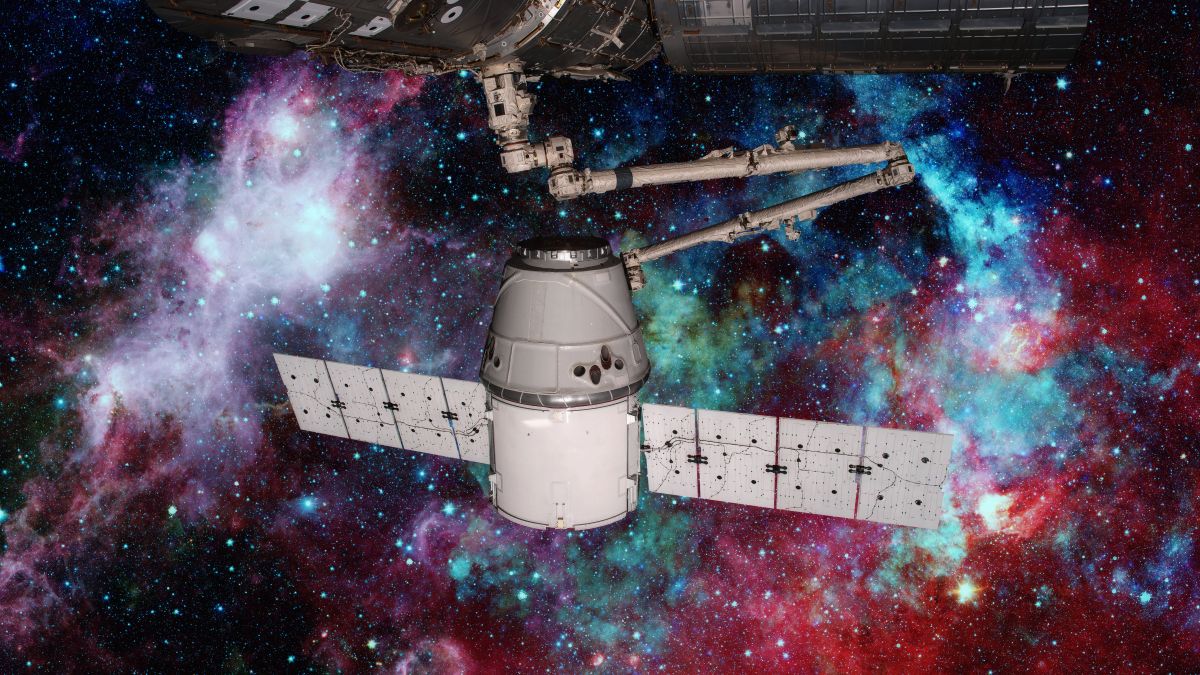SpaceX Dragon satellite orbiting Earth